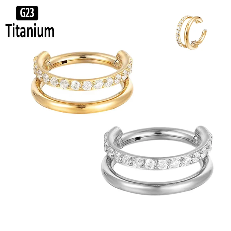 Titanium CZ Septum Hoop Piercings - Hochwertiger Segment Nasenring - Helix Body Jewelry 27 1102362051