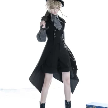 Ouji Lolita Outfit Retro Lolita Medieval Little Prince Irregular Long Vest / Shorts by Princess Chronicles ~ The Shadow 3