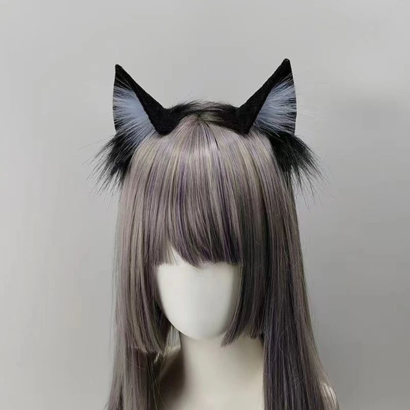 Lolita Katzenohren Haarreif aus Kunstfell für Cosplay und Partys 3 Lolita Faux Fur Cat Ear Headband Anime Costume Plush Hair Hoop for Music Festival Halloween Carnival Party Cosplay Photo Props 3