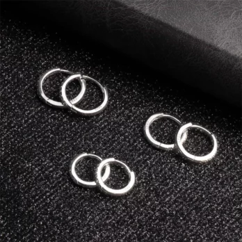925 Sterling Silver Small Hoop Earrings Zirconia Huggie 14K Gold Plated Cartilage Piercing Ear Cuff Tiny Earrings for Women Men 5