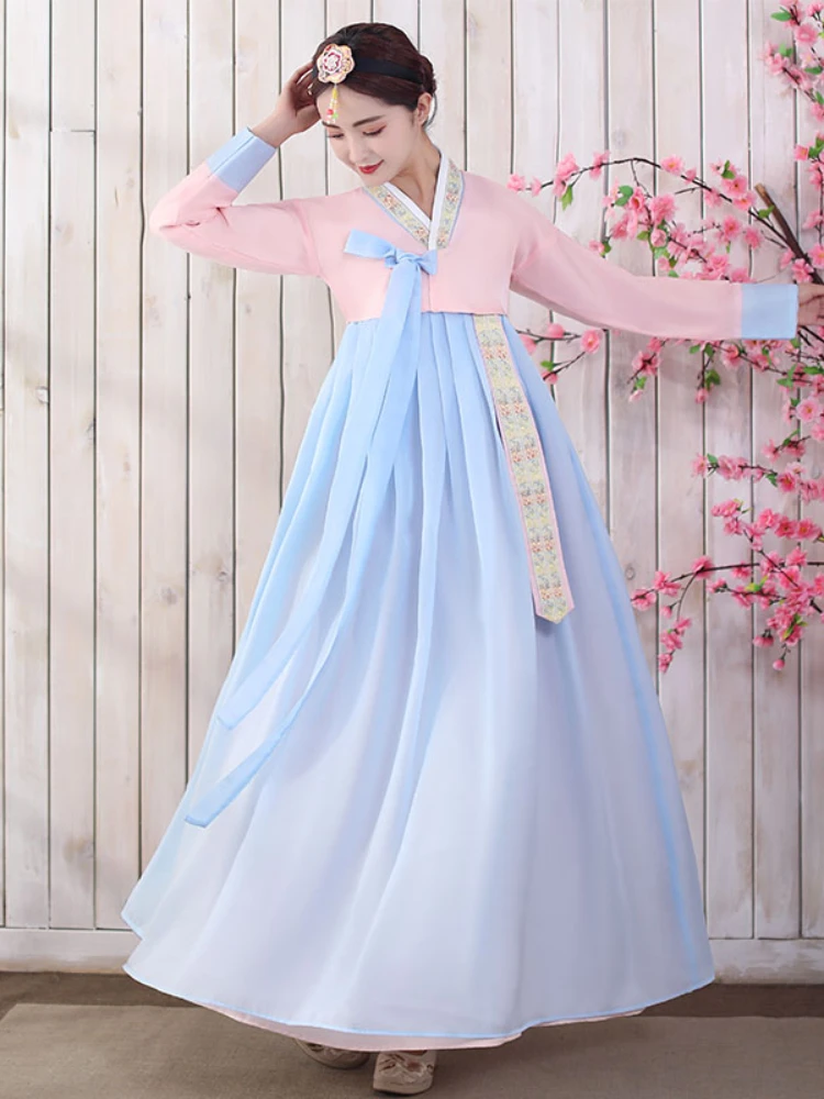 Traditionelle Hofkleidung für Minderheiten Koreanischer Volkstanz Hanbok Hochzeit Cosplay Bühne 5 Traditional Court Dress Minority Clothing Korean Folk Dance for Show Asian Dress Women Elegant Hanbok Wedding Cosplay for Stage 5