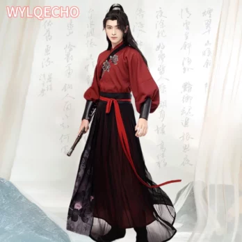 Halloween Nobility Cosplay Costume for Men Oversized Chinese Traditional Clothes Vintage Red Black Wuxia Hanfu Outfit for Men 1