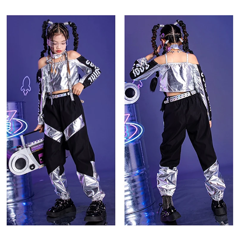 Silber Street Dance Performance Kostüm Hip Hop Jazz Outfit Cheerleading Kleidung YS5251 5 2023 Silver Hip Hop Street Dance Performance Costume Kpop Clothing Tops Pants Jazz Dancing Outfit Cheerleading Clothes YS5251 5