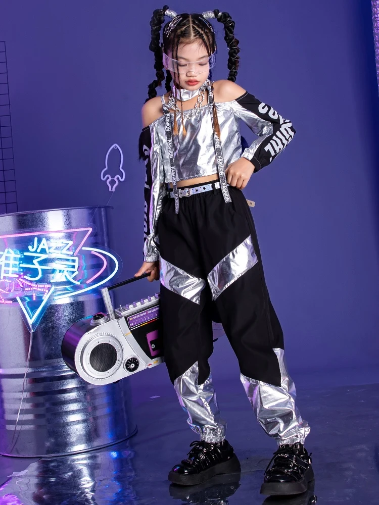 Silber Street Dance Performance Kostüm Hip Hop Jazz Outfit Cheerleading Kleidung YS5251 3 2023 Silver Hip Hop Street Dance Performance Costume Kpop Clothing Tops Pants Jazz Dancing Outfit Cheerleading Clothes YS5251 3