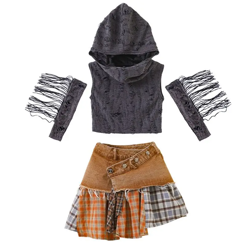 Kinder Jazz Dance Kostüm Hip Hop Performance Kleidung Street Dance Anzug 6 Children Jazz Stage Costume Girls Hip Hop Dance Outfit Kpop Performance Clothes Kids Street Dance Suit Top Skirt Shuffle Pants 6