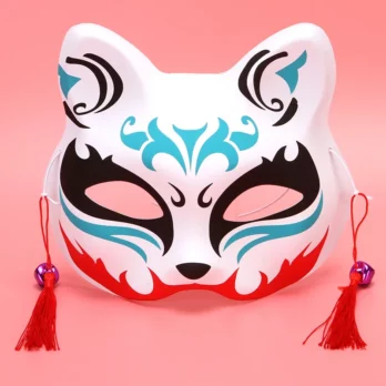 Anime Foxes Mask Japanese Cosplay Rave Hand-Painted Anime Demon Slayer Half Face Cat Masks Masquerade Festival Party Props 2