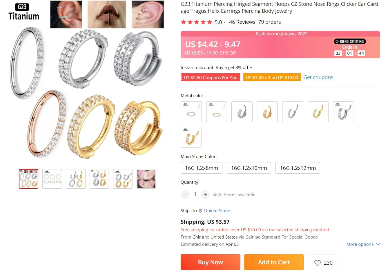 Titanium CZ Septum Hoop Piercings - Hochwertiger Segment Nasenring - Helix Body Jewelry 85 248536435
