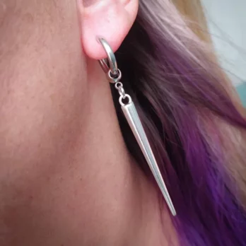 spike huggie hoop earrings, large spike, gothic earrings, punk, emo, alternative, women's earrings, mens jewelry 3