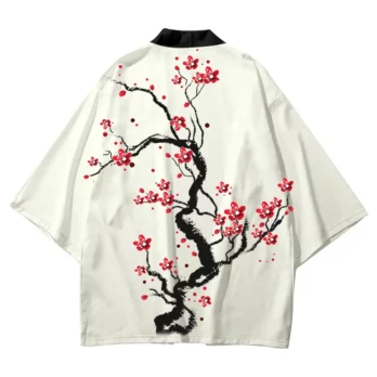 Japanischer Kimono mit Kirschblütenmuster - Harajuku-Stil 7 Japanese Traditional Cardigan Robe Men and Women Harajuku Cherry Blossom Print Kimono Cosplay Women Beach Haori Yukata Kimono 2