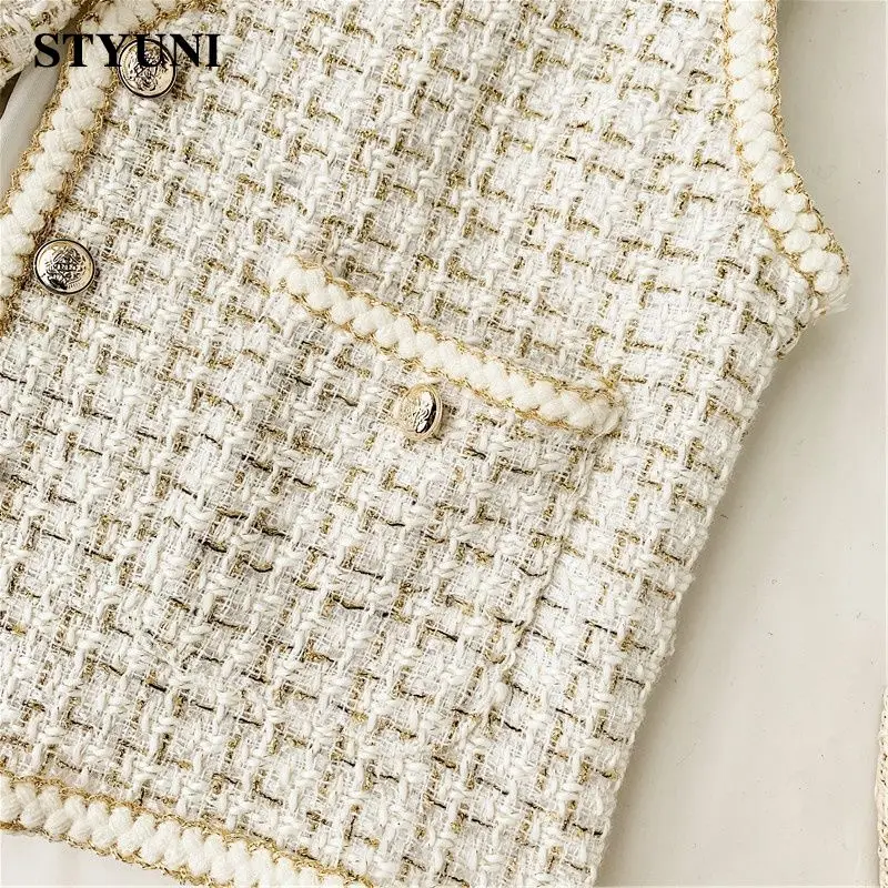 Vintage Chic V-Neck Ärmellose Weste im koreanischen Stil für den Winter 5 Plaid Vintage Chic V-Neck Single Breasted Sleeveless Single Breasted Women's Vest Korean Fashion Winter Vest Cardigan For Women 5