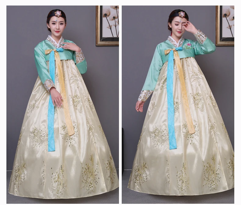 Pailletten Koreanisches traditionelles Kostüm Hanbok Palast Tanzkleid für Bühnenshows 16 2532252991