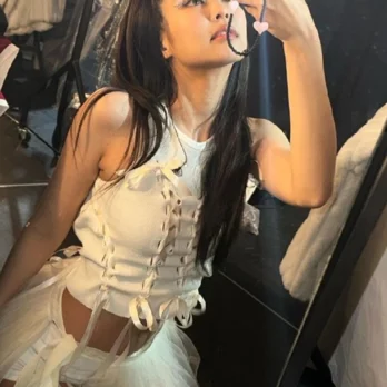 Sexy White Bandage Vest Crop Tops Skirt Shorts Y2k Clothes Kpop Idol Singer Performance Wear Women Jazz Dance Costume  JL5478 3