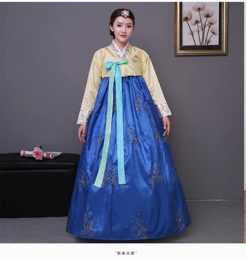 Pailletten Koreanisches traditionelles Kostüm Hanbok Palast Tanzkleid für Bühnenshows 23 2618794679