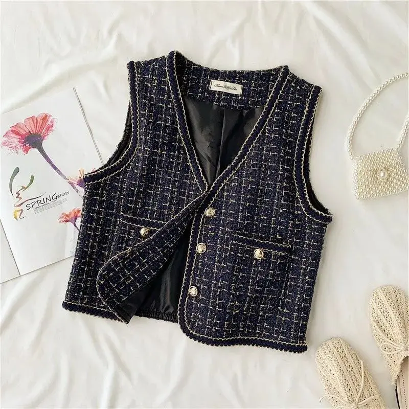 Vintage Chic V-Neck Ärmellose Weste im koreanischen Stil für den Winter 15 2650061868