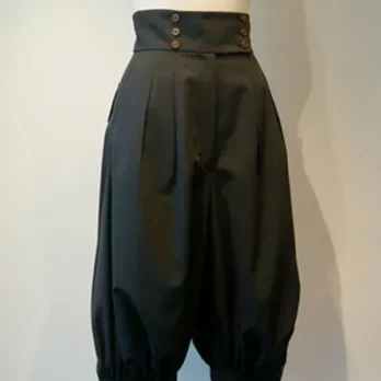 Gothic Lolita Pant Grommets Black Cropped Lolita Trousers Ouji Lolita Boystyle Pants 1