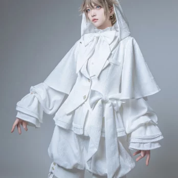 Hunting Rabbit White Moonlight Edition Retro Cool Ouji Lolita Jacket /Short Pants/Trousers Set by Princess Chronicles 1
