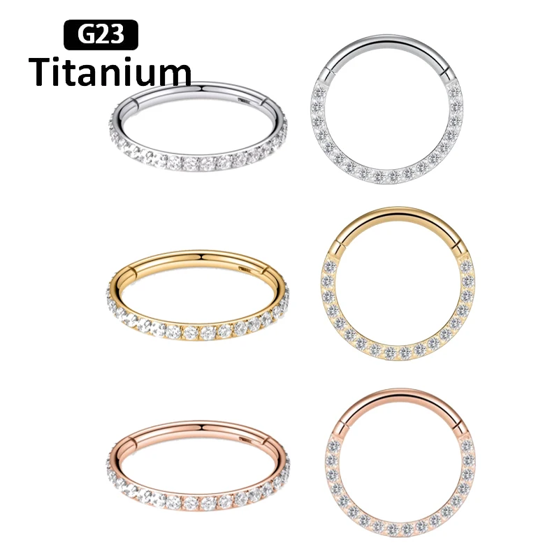 Titanium CZ Septum Hoop Piercings - Hochwertiger Segment Nasenring - Helix Body Jewelry 2 New G23 Titanium High Quality CZ Hight Segment Nose Rings Open Small Septum Hoop Piercings Earrings Helix Body Jewelry ASTM f136 2