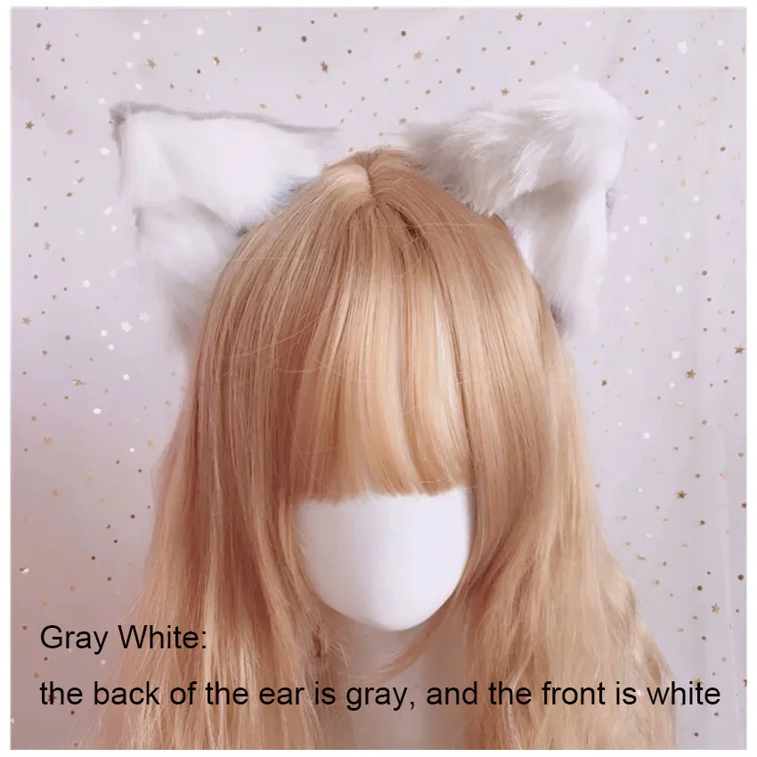 Katzenohren Pelzohren grau weiß schwarz Stereo-Simulation niedlich Animal Ears 18 3282585252