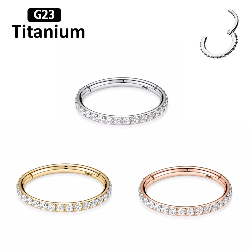 Titanium CZ Septum Hoop Piercings - Hochwertiger Segment Nasenring - Helix Body Jewelry 18 3376584799