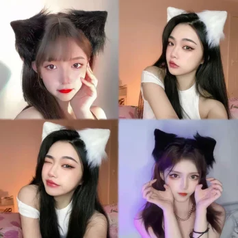 Lolita ears fur ears gray white black stereo simulation cute cat ears animal ears 1