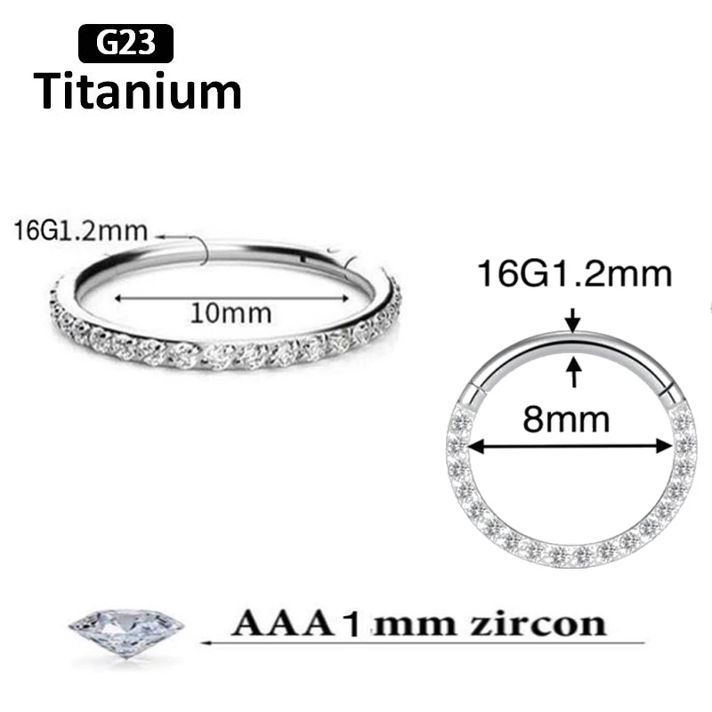 Titanium CZ Septum Hoop Piercings - Hochwertiger Segment Nasenring - Helix Body Jewelry 14 3492168349