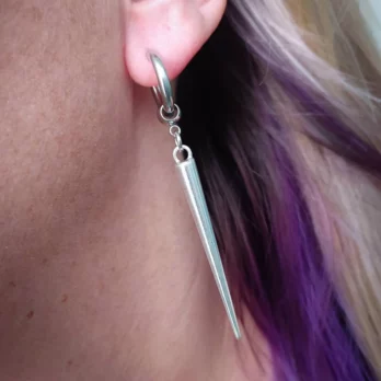 spike huggie hoop earrings, large spike, gothic earrings, punk, emo, alternative, women's earrings, mens jewelry 2