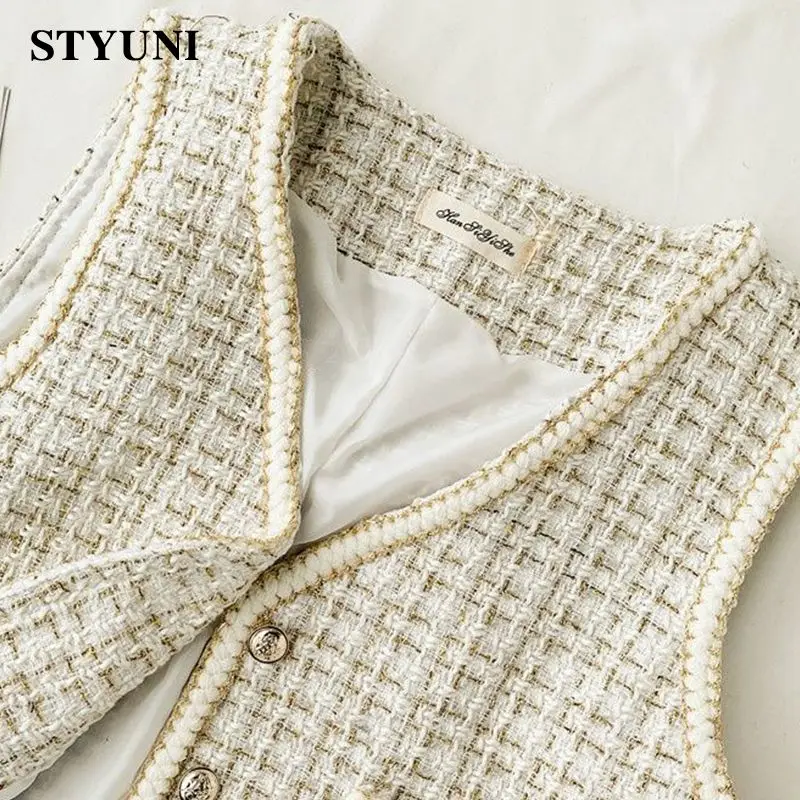 Vintage Chic V-Neck Ärmellose Weste im koreanischen Stil für den Winter 4 Plaid Vintage Chic V-Neck Single Breasted Sleeveless Single Breasted Women's Vest Korean Fashion Winter Vest Cardigan For Women 4