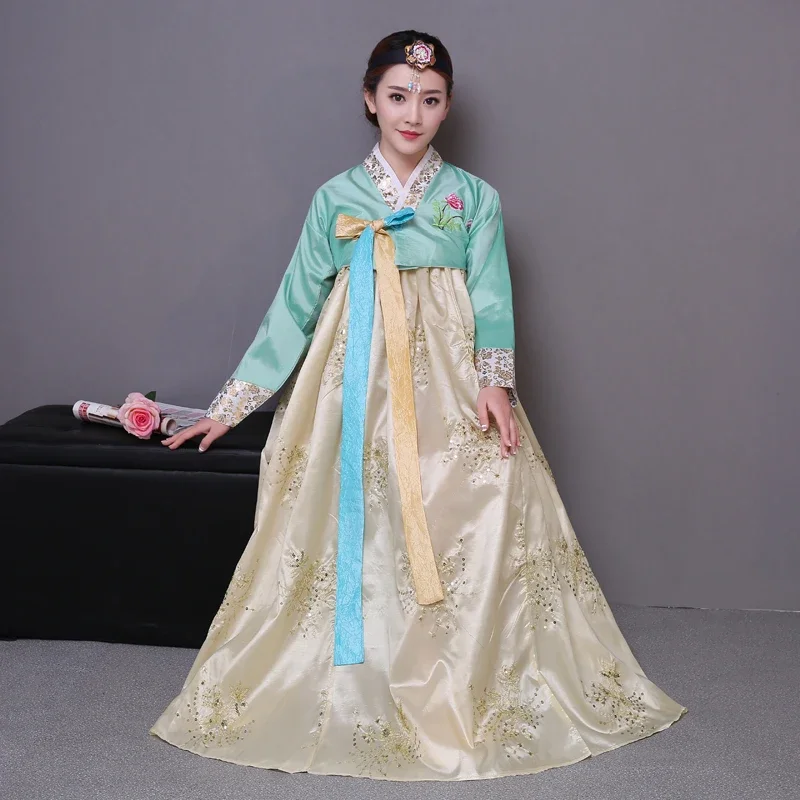 Pailletten Koreanisches traditionelles Kostüm Hanbok Palast Tanzkleid für Bühnenshows 3 Sequined Korean traditional costume hanbok female Korea palace costume hanbok dress national dance clothing for stage show 89 3