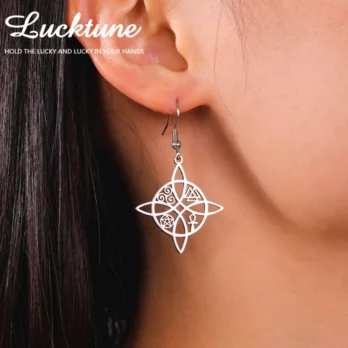 Lucktune Witch Knot Witchcraft Drop Earrings Women Stainless Steel Triskele Ankh Pentagram Symbol Earrings Vintage Jewelry Gift 1