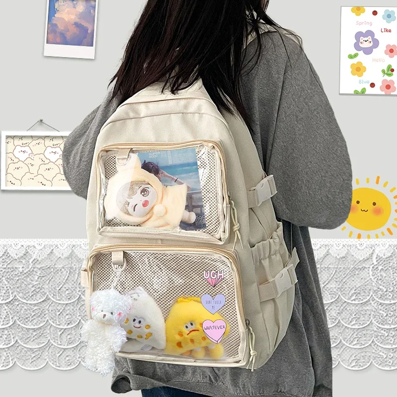 Japanese Kawaii Itabag Women New 2024 Transparent Backpack Women Large Capacity Ita Backpack School Bags For College Student JK 1