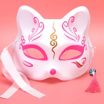 Anime Foxes Mask Japanese Cosplay Rave Hand-Painted Anime Demon Slayer Half Face Cat Masks Masquerade Festival Party Props 3