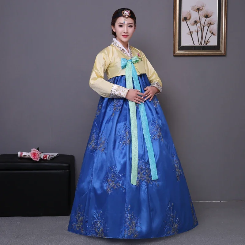 Pailletten Koreanisches traditionelles Kostüm Hanbok Palast Tanzkleid für Bühnenshows 2 Sequined Korean traditional costume hanbok female Korea palace costume hanbok dress national dance clothing for stage show 89 2