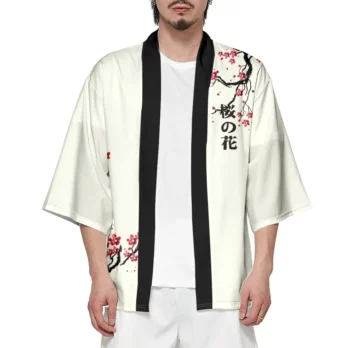 Japanischer Kimono mit Kirschblütenmuster - Harajuku-Stil 9 Japanese Traditional Cardigan Robe Men and Women Harajuku Cherry Blossom Print Kimono Cosplay Women Beach Haori Yukata Kimono 4