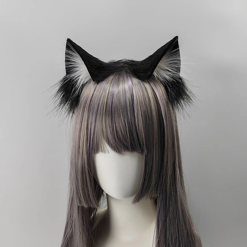 Lolita Katzenohren Haarreif aus Kunstfell für Cosplay und Partys 2 Lolita Faux Fur Cat Ear Headband Anime Costume Plush Hair Hoop for Music Festival Halloween Carnival Party Cosplay Photo Props 2